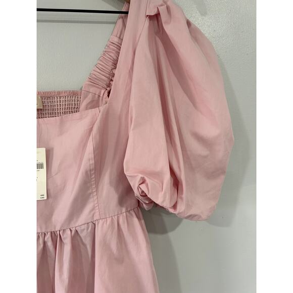 Maeve Anthropologie NWT Puff Sleeve Square Neck Mini Dress Coquette Pink Medium - Picture 6 of 8